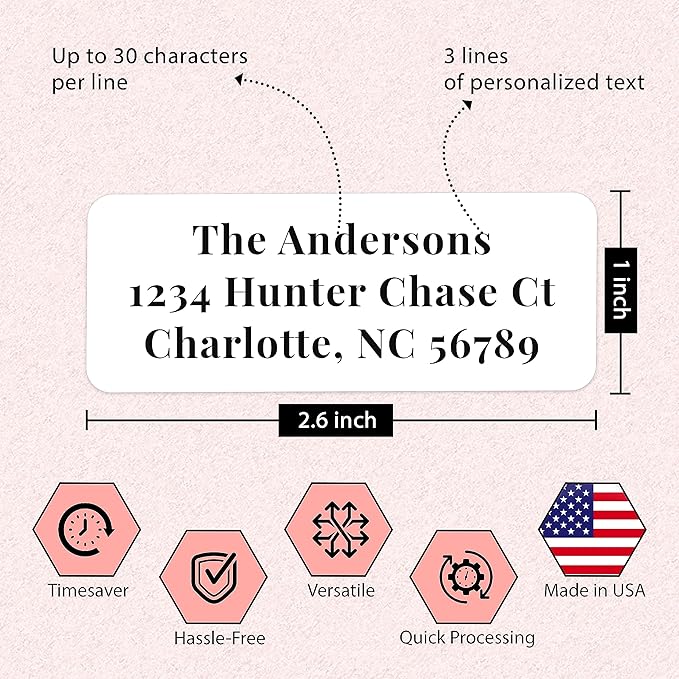 Personalized Return Address Labels Stickers - 150 Matte Custom Mailing Labels for Envelopes, Self Adhesive Flat Sheet Rectangle Personalized Name Stickers