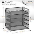 2 Pack Letter Tray 5-Tier Desk Organizer File Paper Holder with Handle, Metal Desktop Document Shelf Tray Office Classroom Organization - Black