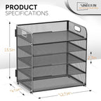 Letter Tray Paper Organizer 5-Tier Desk Organizer File Organizer Paper Holder with Handle, Metal Desktop Document Shelf Tray Office Classroom Organization - Black