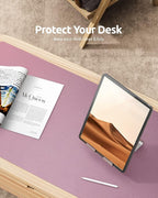 YSAGi Leather Desk Protector, Office Mat, Large Mouse Mat, Non-Slip PU Leather Blotter, Laptop Desk Pad, Waterproof Writing Pad for Office and Home (Pale Mauve, 23.6" x 13.8")
