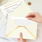 60 Pack Gold Envelopes 5x7 Bulk Beige, 250G Pearled Cardstock A7 Envelopes for Invitations Business Mailing Envelope with Gold Foil Border, A6 4x6 Envelopes for Wedding Baby Shower Cards