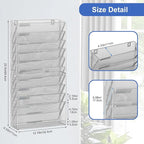 EasyPAG 11 Tier Wall File Holder with Flat Tray, Silver | Easy Assemble Mesh Desk File Organizer | 10-Folder Paper Storage | Replaceable Classify Labels | Space Saving Mail Organizer for Office Home