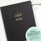 Blue Sky Day Designer 2025-2026 Academic Year Weekly and Monthly Planner Calendar, July 2025 - June 2026, 12-Month, 8" x 10", Faux Leather Cover, Bookbound, Black