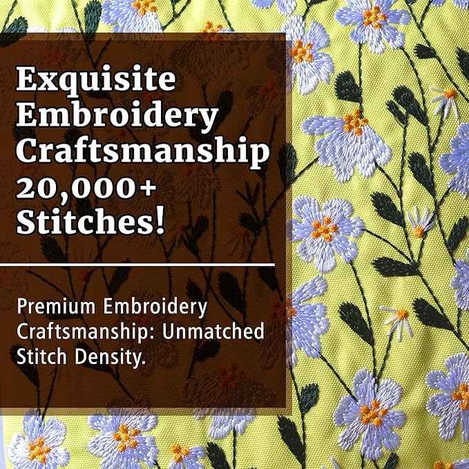 LParkin Daisy Flower Embroidery Book Sleeve with Zipper for Readers Protector Cover Gift for Book Lovers, 11x 8.5 Inch Washable Fabric, Daisy White(White)