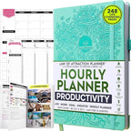 Hourly Planner – Undated Weekly & Monthly Goal Setting Planner, 12-Month to Increase Productivity | Life & Gratitude Journal, Include Foldable Vision Board, Gift Box & Stickers