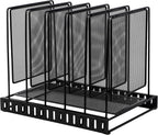 EASEPRES 5 Section Vertical Metal Mesh Desk File Organizer, Spacing Adjustable Upright Desktop Paper Mail Document Magazine Sorter Folder Holder for Workspace Office School Home, Black