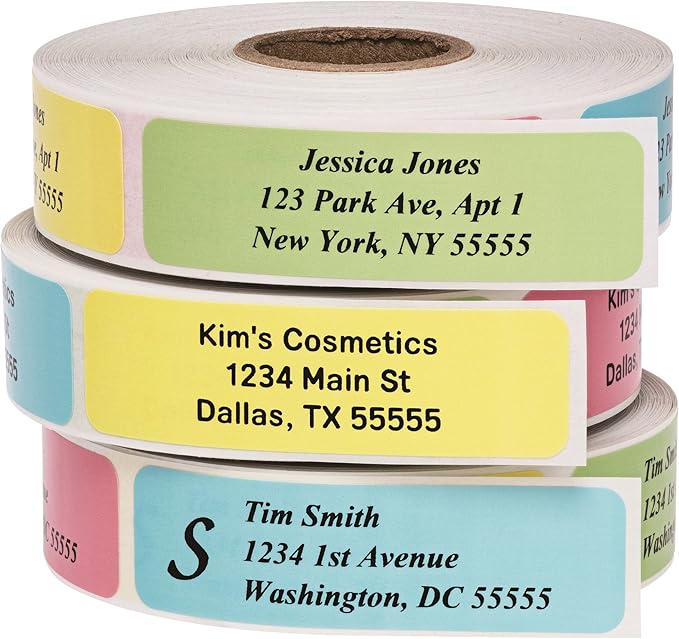 Return Address Labels - Roll of 500 Personalized Labels (Multi-Color)