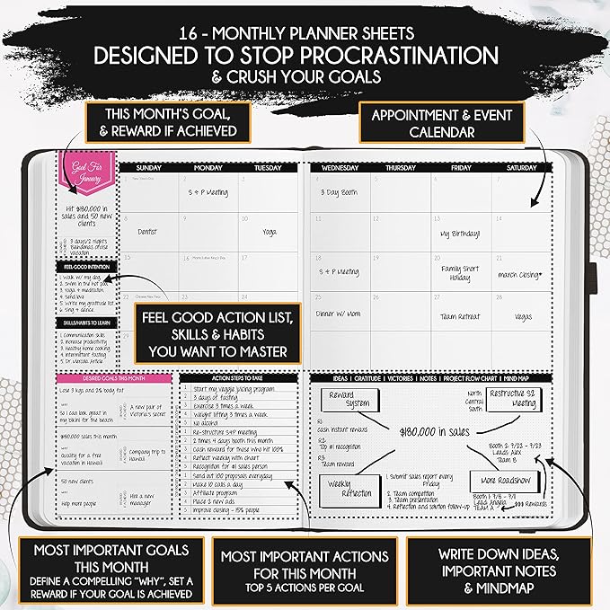 2025-2026 Planner Weekly and Monthly | 16-Month Life Planner to Increase Focus & Productivity | Reduce Overwhelm & Achieve Your Biggest Goals | Include Gift Box & Stickers | Sep 2025-Dec 2026
