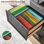 OKD Farmhouse File Cabinet with 2 Drawers, 30" Lateral Filing Cabinet, Hanging File Folders, Interlocking Drawers, Rustic Oak Wood, Brown, Home Office, Living Room, 30" x 22" x 10.2"