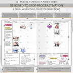 Life Planner - Undated Daily, Weekly & Monthly Planner with Budget Section | A 12 Month Journey to Increase Productivity & Happiness | Life Organizer & Gratitude Journal - Horizontal Format