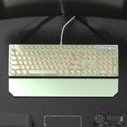 Camiysn Typewriter Style Mechanical Gaming Keyboard, Green Retro Punk Gaming Keyboard with White Backlit, 104 Keys Blue Switch Wired Cute Keyboards, Round Keycaps for Windows/Mac/PC