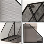 2 Set Magazine Holder Metal Wire, 2 Compartments Mesh File Holder for Desk, Office Desk Accessories Decorative File Box, Black