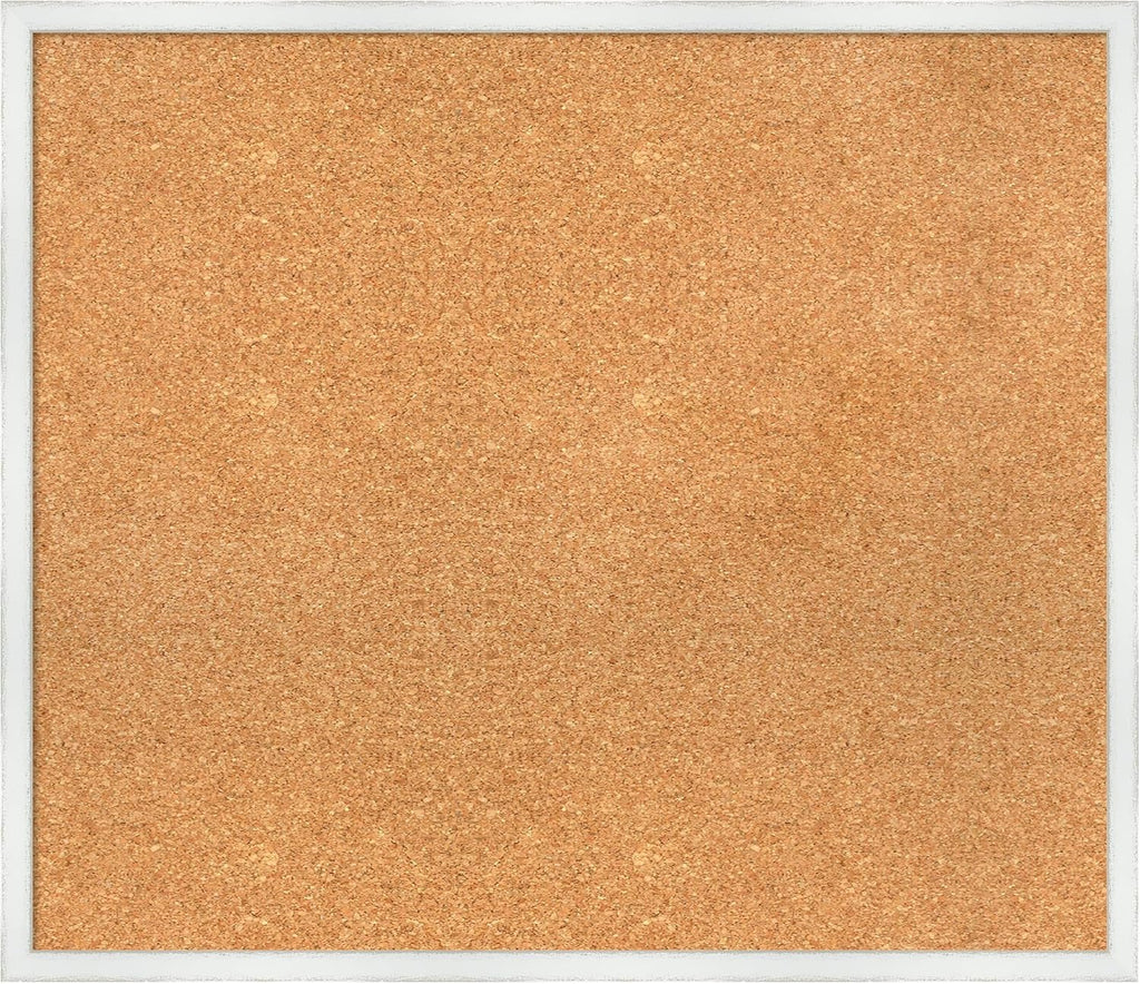 Amanti Art Natural Cork Board for Wall, 25x29 Vision Board with White Frame, Large Corkboard Office Decor for Home Organization, Country Rustic Corkboard Pinboard to Display Items for Home