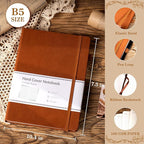 CAGIE B5 Journal Notebook for Men Women 320 Pages 100 Gsm Paper Vintage Journaling Notebooks A5 Hardcover Leather Journals for Writing Travel Work Note Taking Diary, 7.6x10 In, Brown