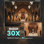 AI Auto Tracking PTZ Camera 3G-SDI/USB3.0/HDMI/LAN PoE 30X Optical and 8X Digital Zoom Live Streaming Camera 1080P 60FPS for Church Services Worship Education Events vMix OBS YouTube