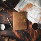 Refillable Leather Journal | Premium Lined A5 Notebook Cover | 200 Ruled Writing Pages | Card Holder Slot | Leather Bound Journals for Men & Women, Best Gift Travel Diary, Cool Planner