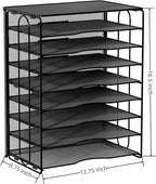 EasyPAG Mesh Desk Tray Organizer 8 Slot Classroom Office Desktop File Paper Sorter, Black