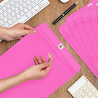 Geyee 100 Pcs Clasp Manilla Envelopes 9 x 12 Inch Gummed Colored Envelopes for Storing or Mailing for Home Office Business Supplies(Rose Pink)