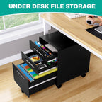 SISESOL 3 Drawer File Cabinet with Lock,Rolling File Cabinets,Under Desk File Cabinet,Three Drawer Filing Cabinet for Home Office with Wheels,Fit A4/Letter/Legal File,Fully Assembled Except Casters