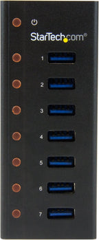 StarTech.com 7 Port USB 3.0 Hub (5 Gbps) - Metal Enclosure - Desktop or Wall Mountable - Rugged & industrial Powered USB Expander and Splitter Hub (ST7300U3M)