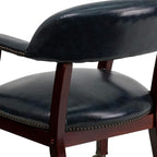 EMMA + OLIVER Navy Vinyl Luxurious Conference Chair with Casters