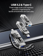 MOVE SPEED 2TB Solid State Drives with Dual Ports & Push-Pull Design 560MB/s Read Speed, Type C + USB 3.2 Drive Portable ssd for iPhone 15/16/Android/Mac