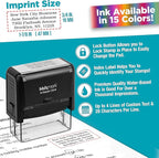 Custom Self Inking Rubber Stamp - Up to 4 Lines of Text - Choose from 15 Ink Colors - Medium Size