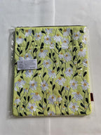 LParkin Daisy Flower Embroidery Book Sleeve with Zipper for Readers Protector Cover Gift for Book Lovers, 11x 8.5 Inch Washable Fabric, Daisy White(White)