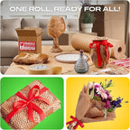 Honeycomb Packing Paper | Extra Thick 90 GSM Packing Wrap | Biodegradable Packing Materials: 12” x 200’ Moving Paper + 195’ Cellulose Adhesive Tape + 30 Fragile Stickers | Paper Bubble Wrap