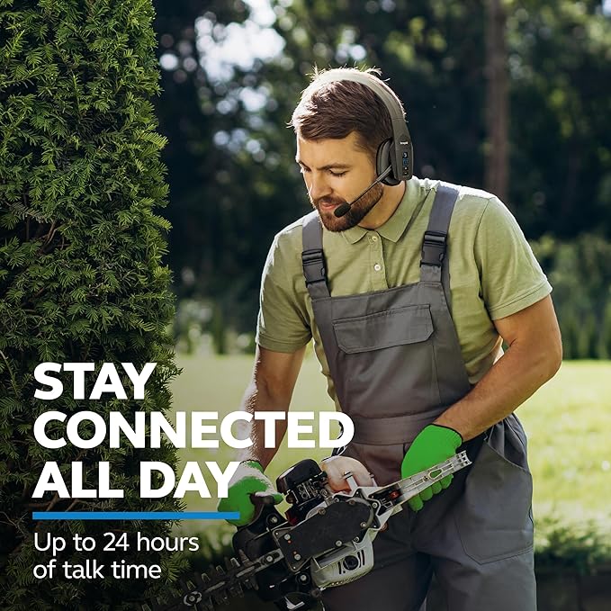 BlueParrott B450-XT Mono Bluetooth Wireless Headphones 96% Noise Canceling Over Head Trucker Headset with Mic, All Day Comfort Padded Headband, 300 ft. Wireless Range, 24 hrs. Talk Time, Black