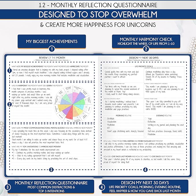 Life Planner - Undated Daily, Weekly & Monthly Planner with Budget Section | A 12 Month Journey to Increase Productivity & Happiness | Life Organizer & Gratitude Journal - Horizontal Format