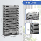 EasyPAG 11 Tier Wall File Holder with Flat Tray, Black | Easy Assemble Mesh Desk File Organizer | 10-Folder Paper Storage | Replaceable Classify Labels | Space Saving Mail Organizer for Office Home