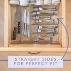 Six Pcs. Plastic Clear Drawer Organizers. Stackable Storage Trays for Kitchen Utensils and Silverware. 2 Sizes. Stackable
