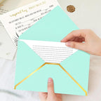 60 Pack Gold Envelopes 5x7 Light Blue, 250G Pearled Cardstock A7 Envelopes for Invitations Business Mailing Envelope with Gold Foil Border, A6 4x6 Envelopes for Wedding Baby Shower Cards