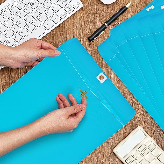 Geyee 100 Pcs Clasp Manilla Envelopes 9 x 12 Inch Gummed Colored Envelopes for Storing or Mailing for Home Office Business Supplies(Lake Blue)