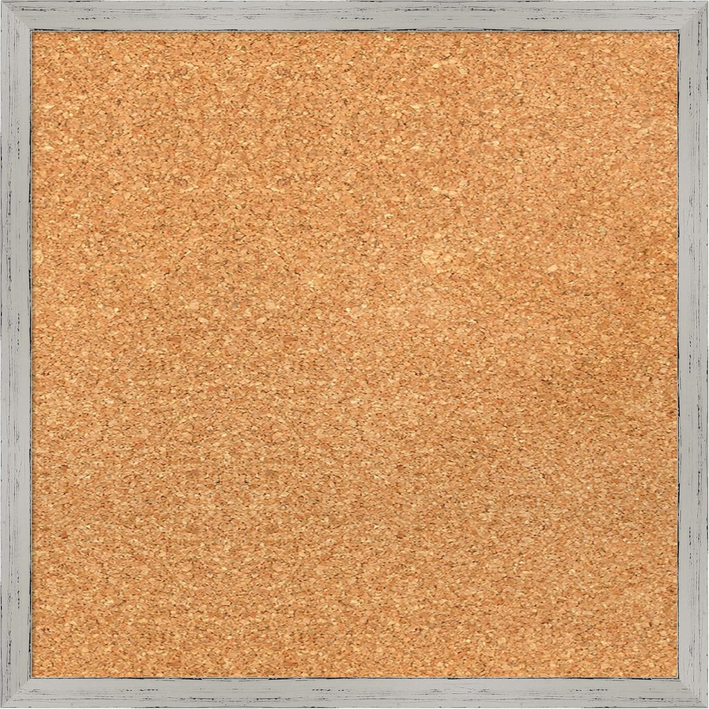 Amanti Art Natural Cork Board for Wall, 17x17 Vision Board with White Frame, Small Corkboard Office Decor for Home Organization, Cottage Corkboard Pinboard to Display Items for Home Organization in
