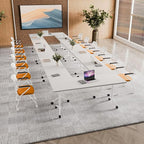 Conference Room Tables,Folding Conference Table Rolling Meeting Modern Training Tables with Flip Top,Mobile Conference Table with Locking Wheels,for Meeting Room Office Classroom(2pack 70.8in)