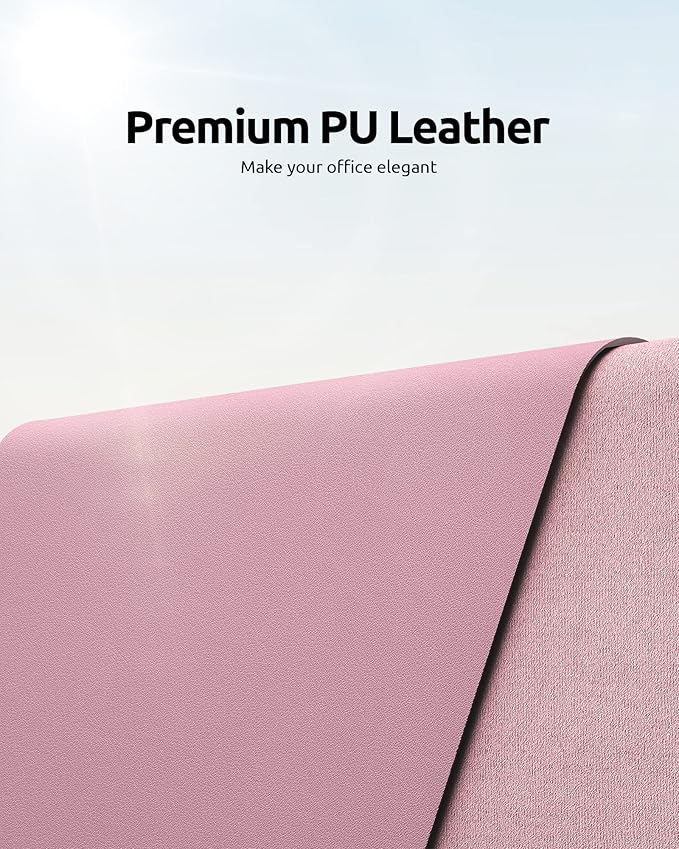 YSAGi Leather Desk Protector, Office Mat, Large Mouse Mat, Non-Slip PU Leather Blotter, Laptop Pad, Waterproof Writing Pad for Office and Home (Pale Mauve, 31.5" x 15.8")