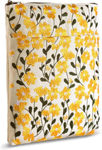 LParkin Embroidered Daisy Flower Book Sleeve with Zipper - Washable Fabric Book Cover Protector for Paperbacks & Hardcover, Gift for Book Lovers (Yellow, 11x8.5 Inch)