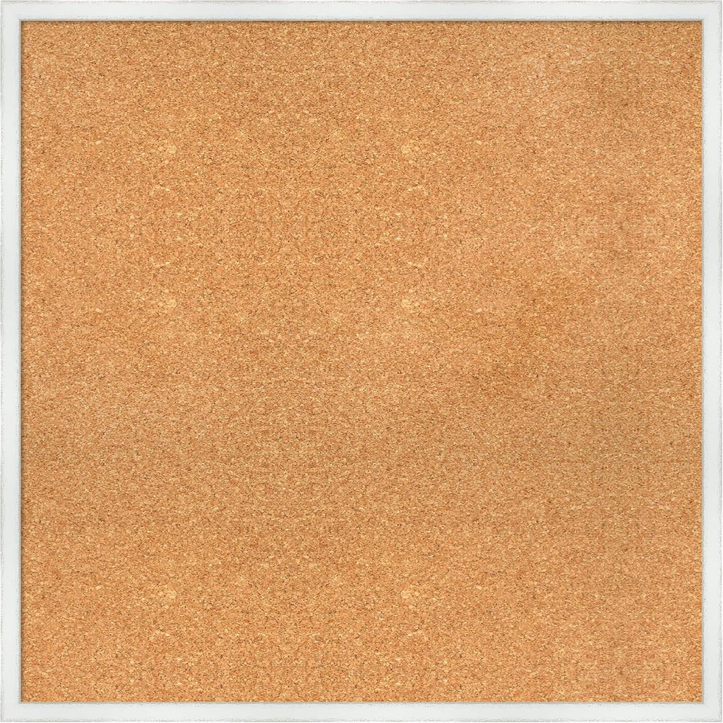 Amanti Art Natural Cork Board for Wall, 29x29 Vision Board with White Frame, Large Corkboard Office Decor for Home Organization, Country Rustic Corkboard Pinboard to Display Items for Home