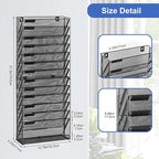 EasyPAG 14 Tier Wall File Holder with Flat Tray, Black | Easy Assemble Mesh Desk File Organizer | 13-Folder Paper Storage | Replaceable Classify Labels | Space Saving Mail Organizer for Office Home