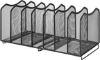 Simple Trending Mesh Desktop File Sorter Organizer, 7 Section Bookshelf For Desk Home Office, Black