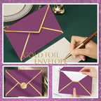 60 Pack Gold Envelopes 5x7 Bulk Wine, 250G Pearled Cardstock A7 Envelopes for Invitations Business Mailing Envelope with Gold Foil Border, A6 4x6 Envelopes for Wedding Baby Shower Cards