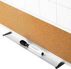 VUSIGN Monthly Calendar Whiteboard Dry Erase Cork Board Combo, 24" x 36" Planning Board, Silver Aluminium Frame