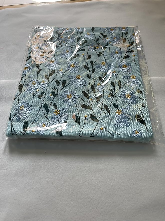 LParkin Daisy Flower Embroidery Book Sleeve with Zipper for Readers Protector Cover Gift for Book Lovers, 11x 8.5 Inch Washable Fabric, Daisy Blue