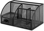 Amazon Basics Pen Holder and Desk Organizer, Office Caddy Storage, Black, ‎9.1" x 5.9" x 5.5''