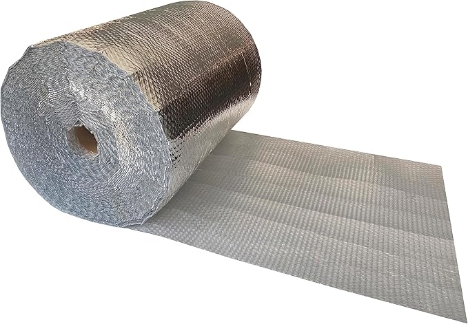 USA Reflective Bubble Insulation Roll, 24" Width x 125' Length, One- Sided Bubble Foil Insulation Roll Thermal Barrier, Window Insulation For Summer & Winter, Radiant Barrier Wrap