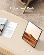YSAGi Leather Desk Protector, Office Mat, Large Mouse Mat, Non-Slip PU Leather Blotter, Laptop Desk, Waterproof Writing Pad for Office and Home (Eggshell, 35.4" x 17")