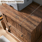 OKD Farmhouse File Cabinet with 2 Drawers, 30" Lateral Filing Cabinet with Hanging File Folders, Interlocking Drawers, Wood Rustic Storage Cabinet for Home Office,Brown