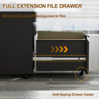 Metal Mobile File Cabinet with Lock and 4 Keys - Fully Assembled, Under Office Desk 3 Drawers Filing Cabinet for Home Office with Anti-tilt Wheels, A4/Legal/Letter Hanging File Drawers